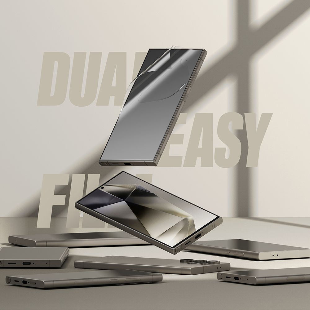 Ringke Dual Easy -suojakalvo Samsung Galaxy S24 Ultra S928 -puhelimelle, Muovi, 2 kappaleen setti