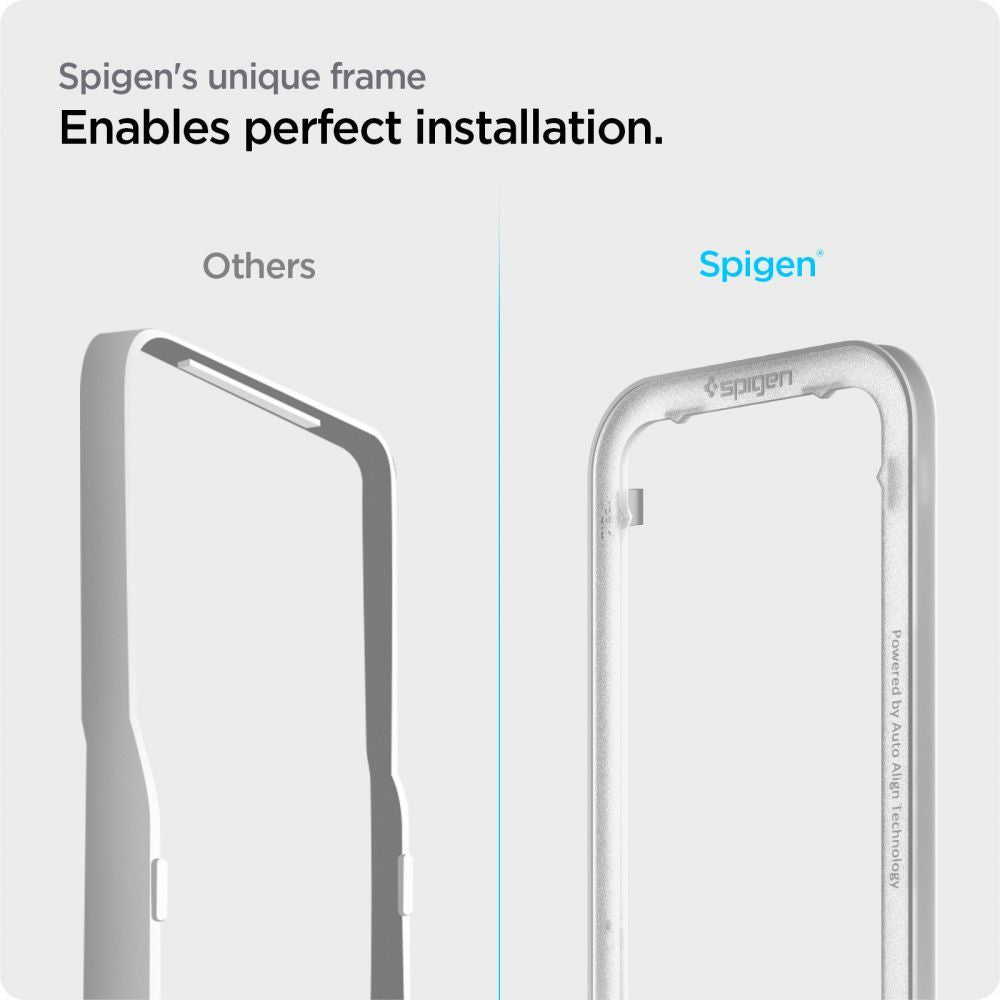 Spigen GlastR Align Master -näytönsuojakalvo Apple iPhone 17e / 16e / 14 / 13 Pro, karkaistu lasi, täysliima, musta AGL03725
