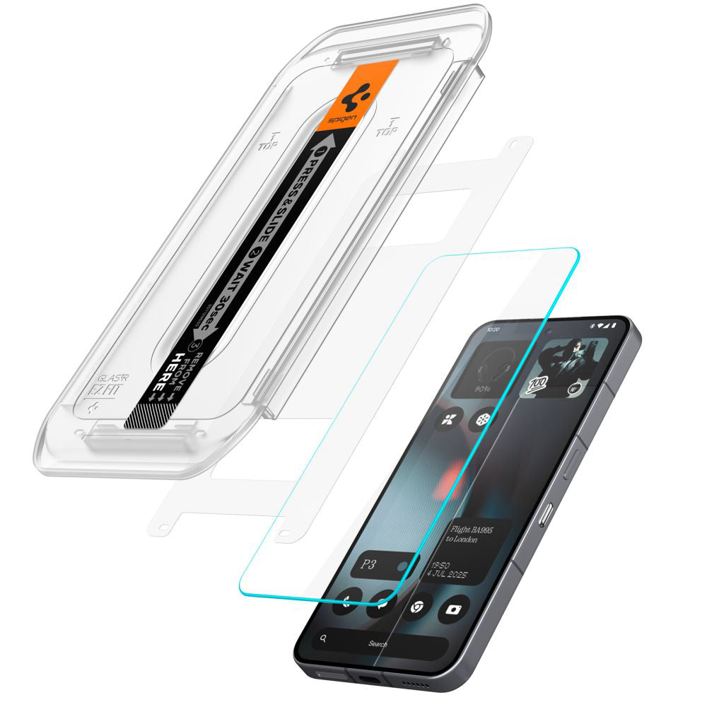 Spigen GlastR EZ FIT -suojakalvo Nothing Phone (3) -puhelimelle, Turvalasi, Täysliima, 2 kappaleen setti AGL10165