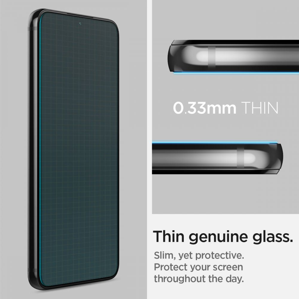 Spigen GlastR EZ FIT -näytönsuoja Samsung Galaxy S22 5G S901:lle, karkaistu lasi, täysiliimainen, 2 kappaleen setti AGL04151