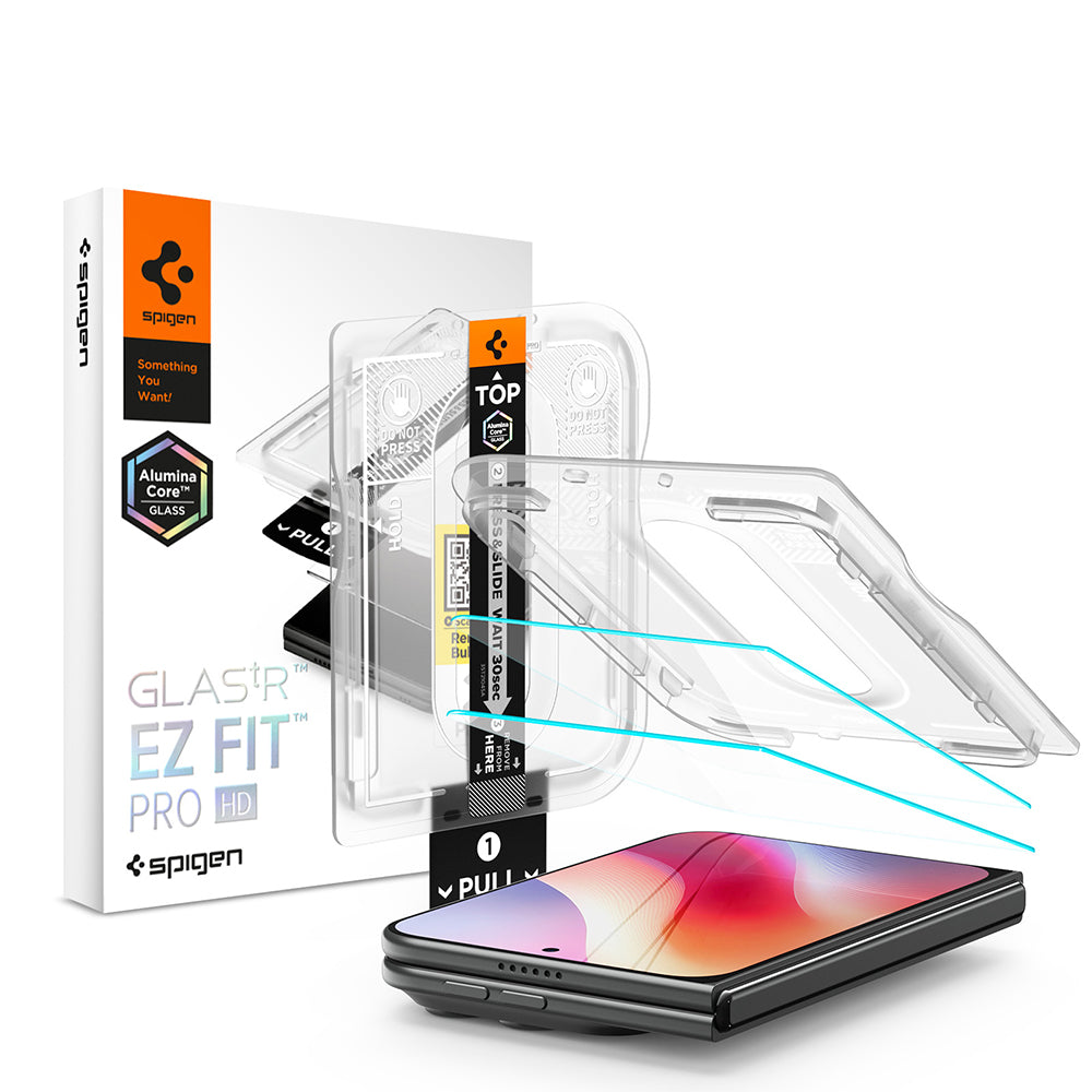 Spigen GlastR EZ FIT Pro HD ulkoinen näytönsuoja Apple iPhone Duo -puhelimelle, karkaistu lasi, täysiliimainen, 2 kappaleen setti AGL12013