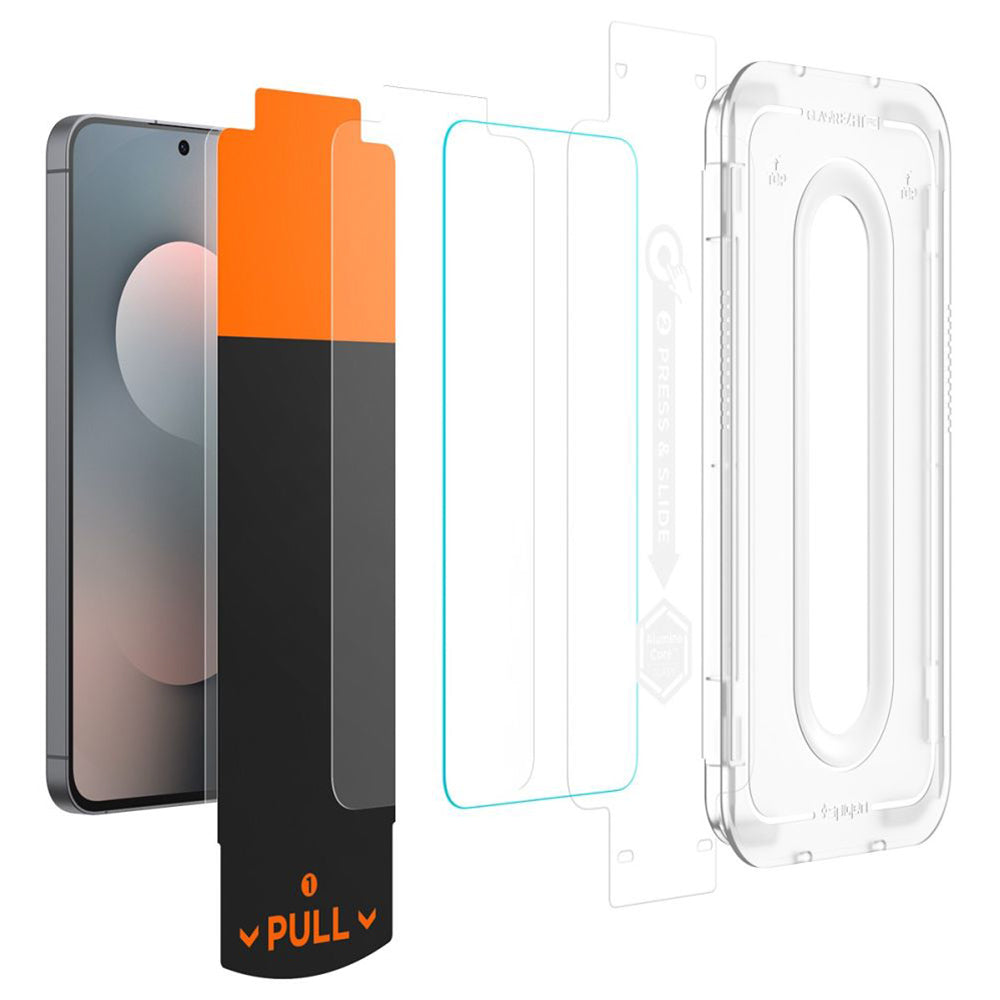 Spigen GlastR EZ FIT Pro HD -näytönsuojakalvo Samsung Galaxy S25 FE:lle, karkaistu lasi, täysliima AGL10203