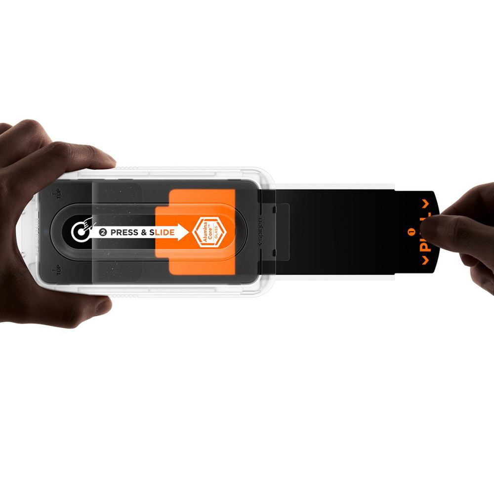 Spigen GlastR EZ FIT Pro HD -näytönsuojakalvo Samsung Galaxy S25 FE:lle, karkaistu lasi, täysliima, 2 kappaleen setti AGL10202