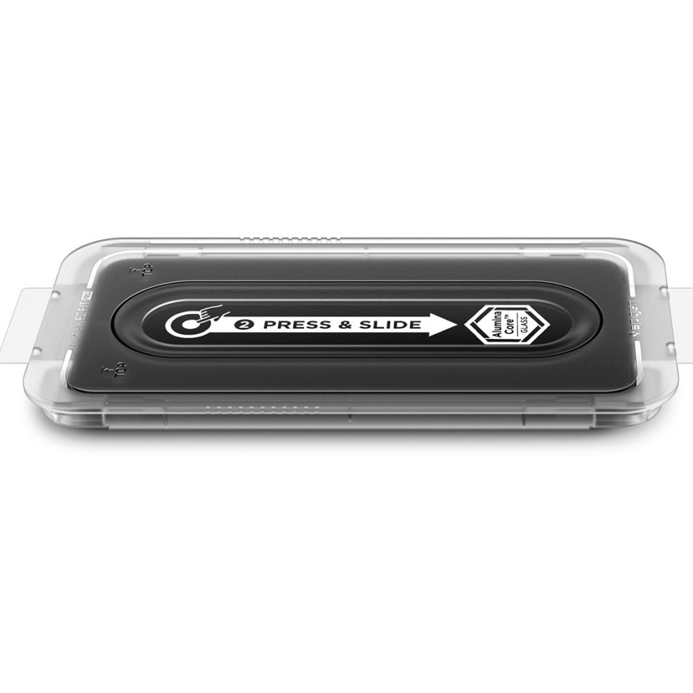 Spigen GlastR EZ FIT Pro HD -näytönsuojakalvo Samsung Galaxy S25 FE:lle, karkaistu lasi, täysliima, 2 kappaleen setti AGL10202