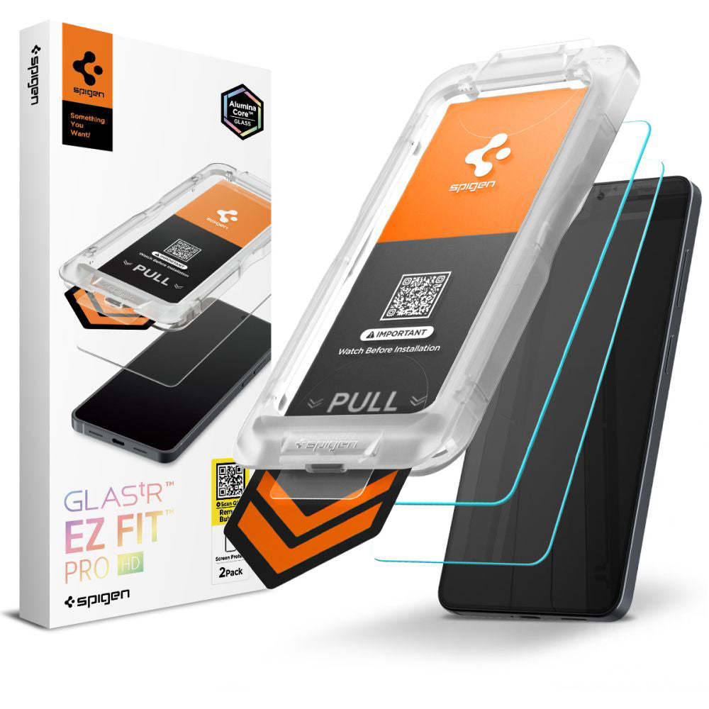 Näytönsuojakalvo Spigen GlastR EZ FIT Pro HD Samsung Galaxy S26 Plus S947:lle, Panssarilasi, Täysliima, 2 kappaleen setti AGL11084
