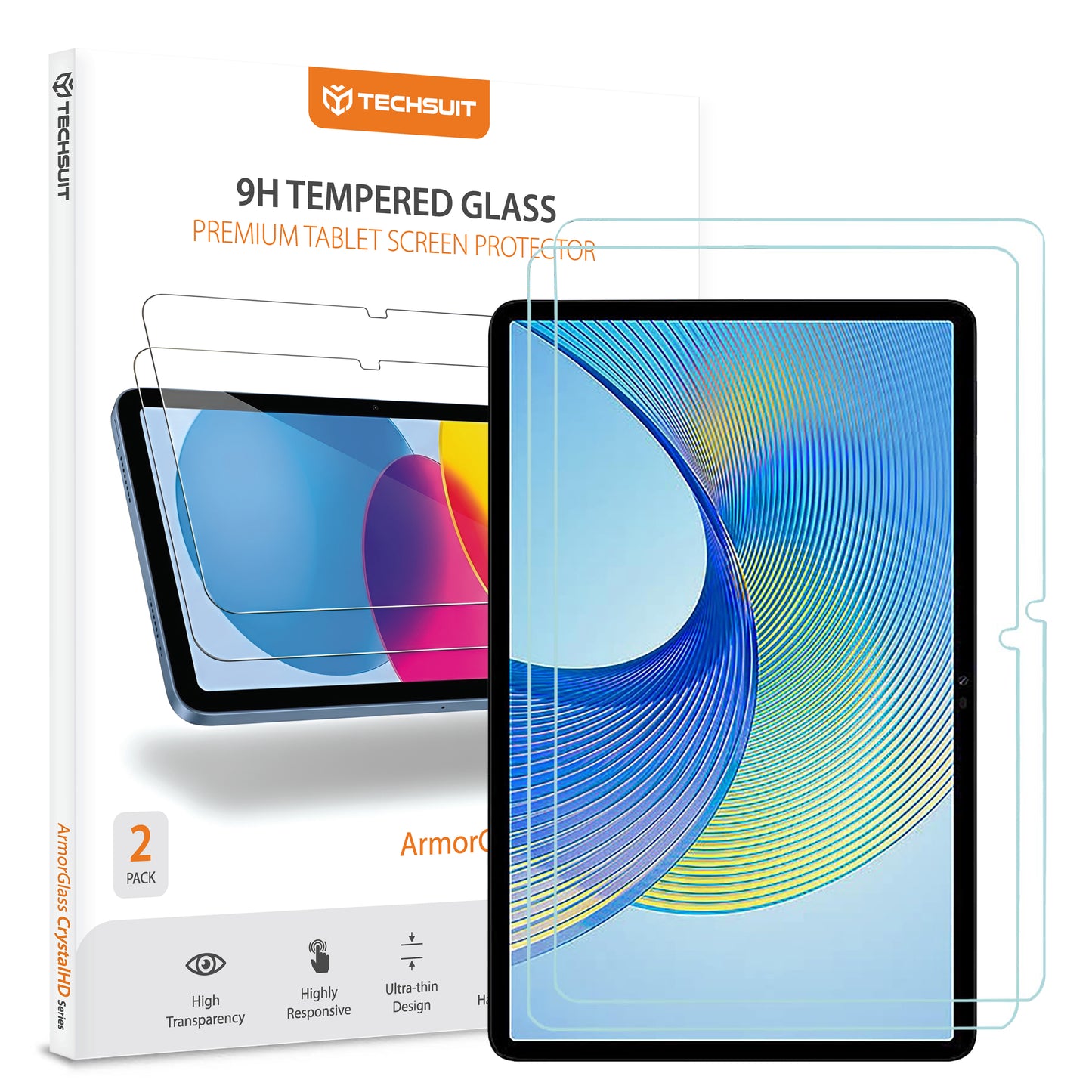 Techsuit ArmorGlass CrystalHD näytönsuojakalvo Honor Pad X9a / X9:lle, karkaistu lasi, täysliima, 2 kappaleen setti