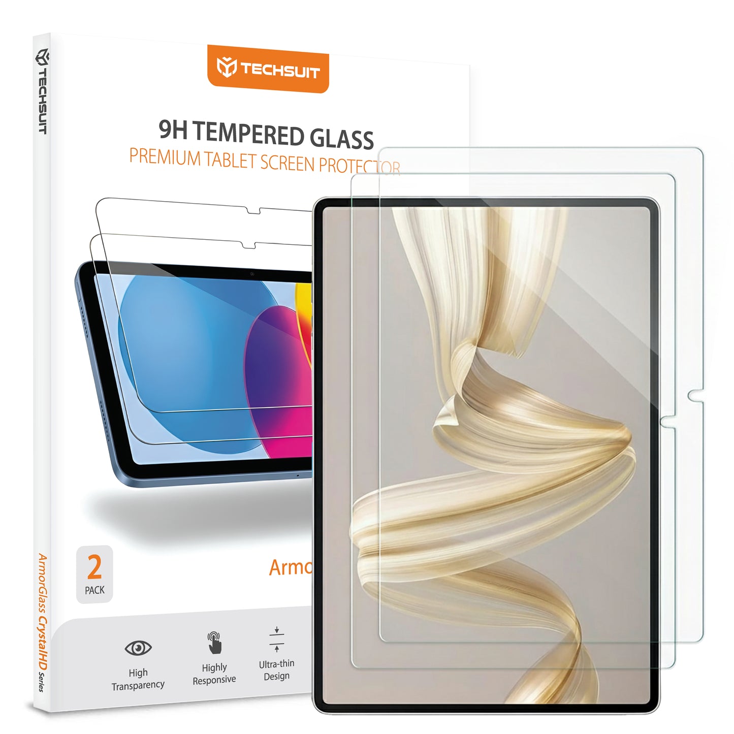 Techsuit ArmorGlass CrystalHD -suojakalvo Huawei MatePad Pro 12.2 (2025) -laitteelle, Panssarilasi, Full Glue, 2 kappaleen setti