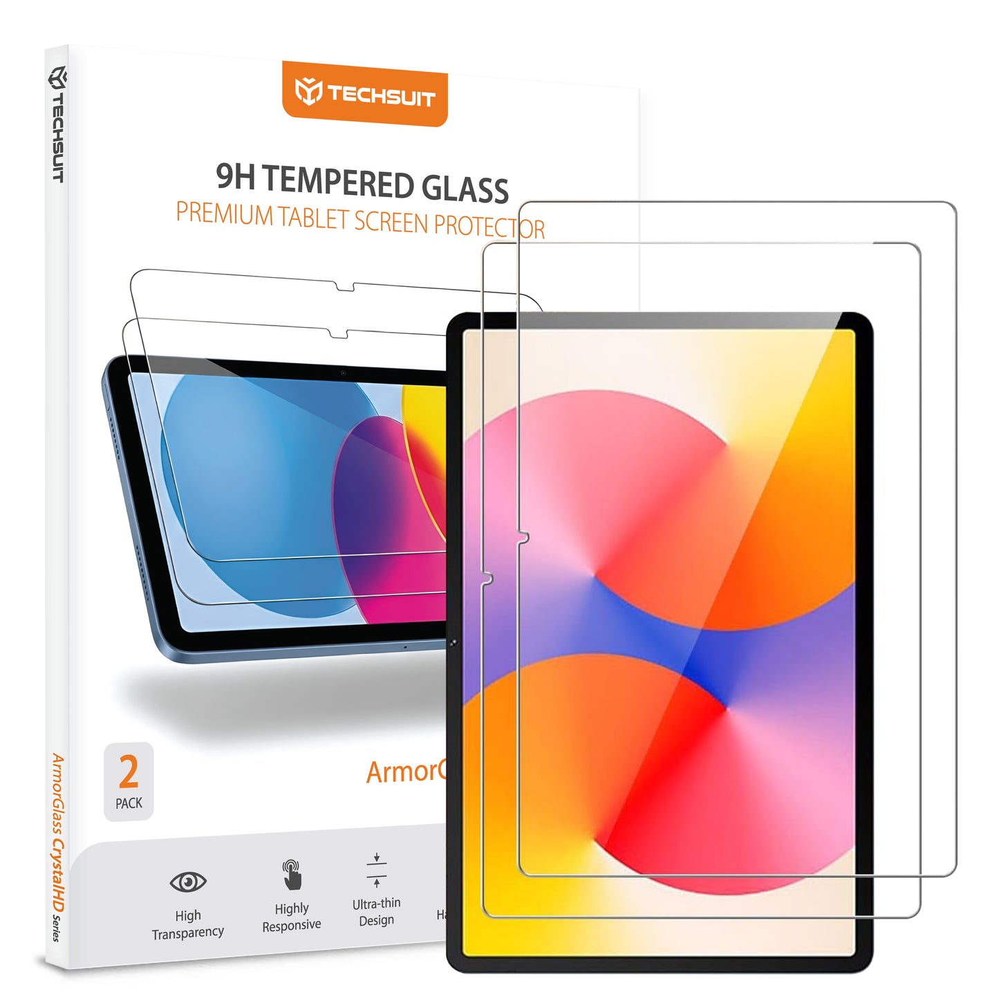 Techsuit ArmorGlass CrystalHD näytönsuojakalvo Huawei MatePad SE 11:lle, karkaistu lasi, täysliima, 2 kappaleen setti.