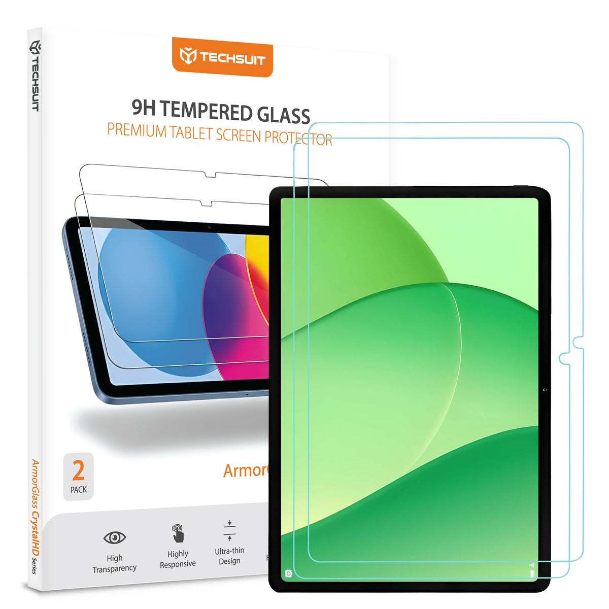 Techsuit ArmorGlass CrystalHD -suojakalvo OnePlus Pad Lite / Oppo Pad SE -laitteille, Panssarilasi, Full Glue, 2 kappaleen setti