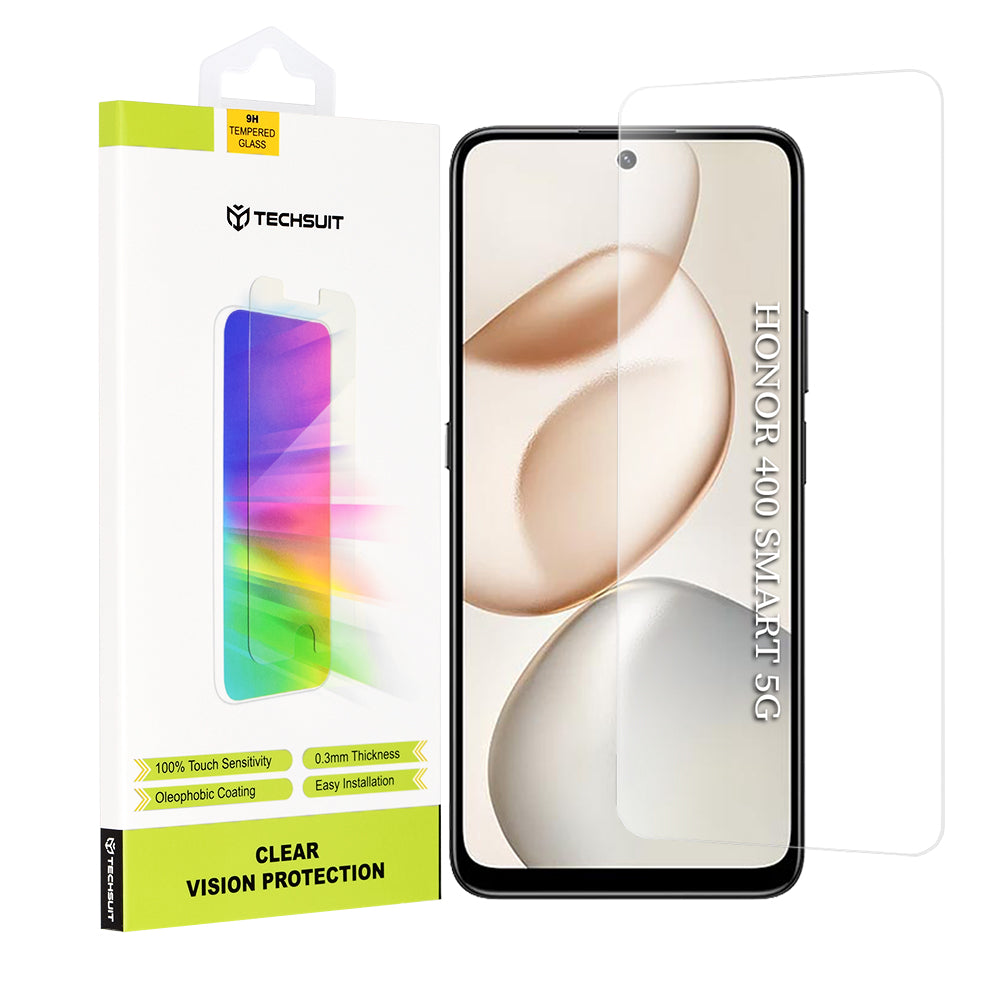 Techsuit Clear Vision -suojakalvo Honor 400 Smart 4G / X7d 4G / 400 Smart 5G / X7c / 200 Smart -puhelimille, Panssarilasi, Täysliima