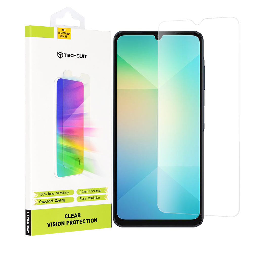 Techsuit Clear Vision -näytönsuoja Samsung Galaxy A06 A065:lle, karkaistu lasi, täysiliimainen