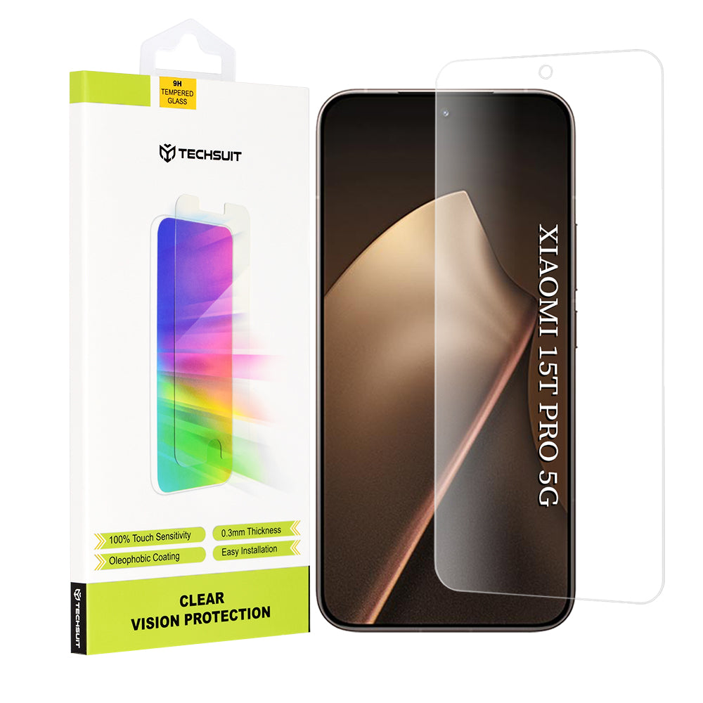 Techsuit Clear Vision suojakalvo Xiaomi 15T Pro:lle, Panssarilasi, Täysliima