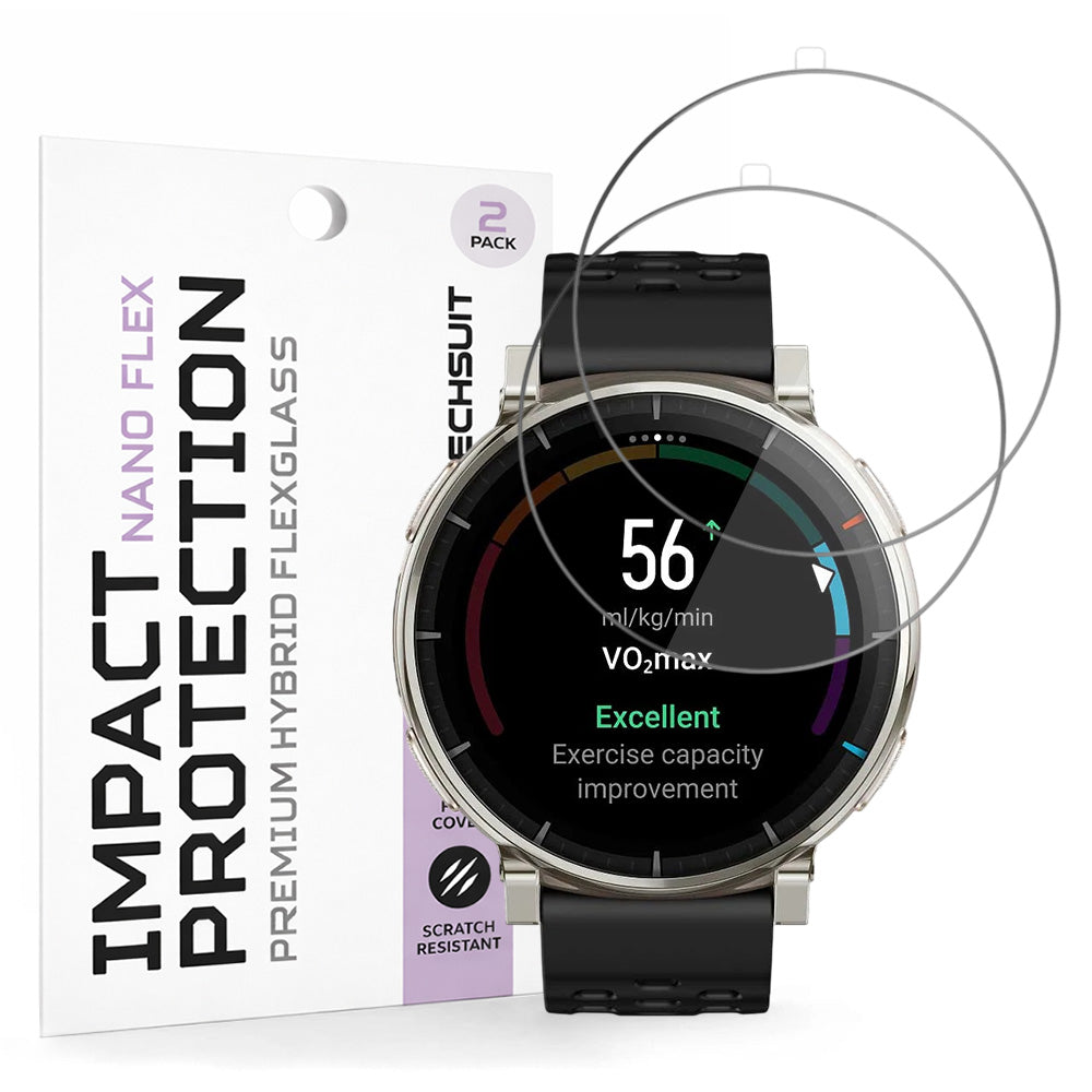 Näytönsuoja Techsuit Nano Flex Amazfit Active 3 Premiumille, Muovi, 2 kappaleen setti, Musta