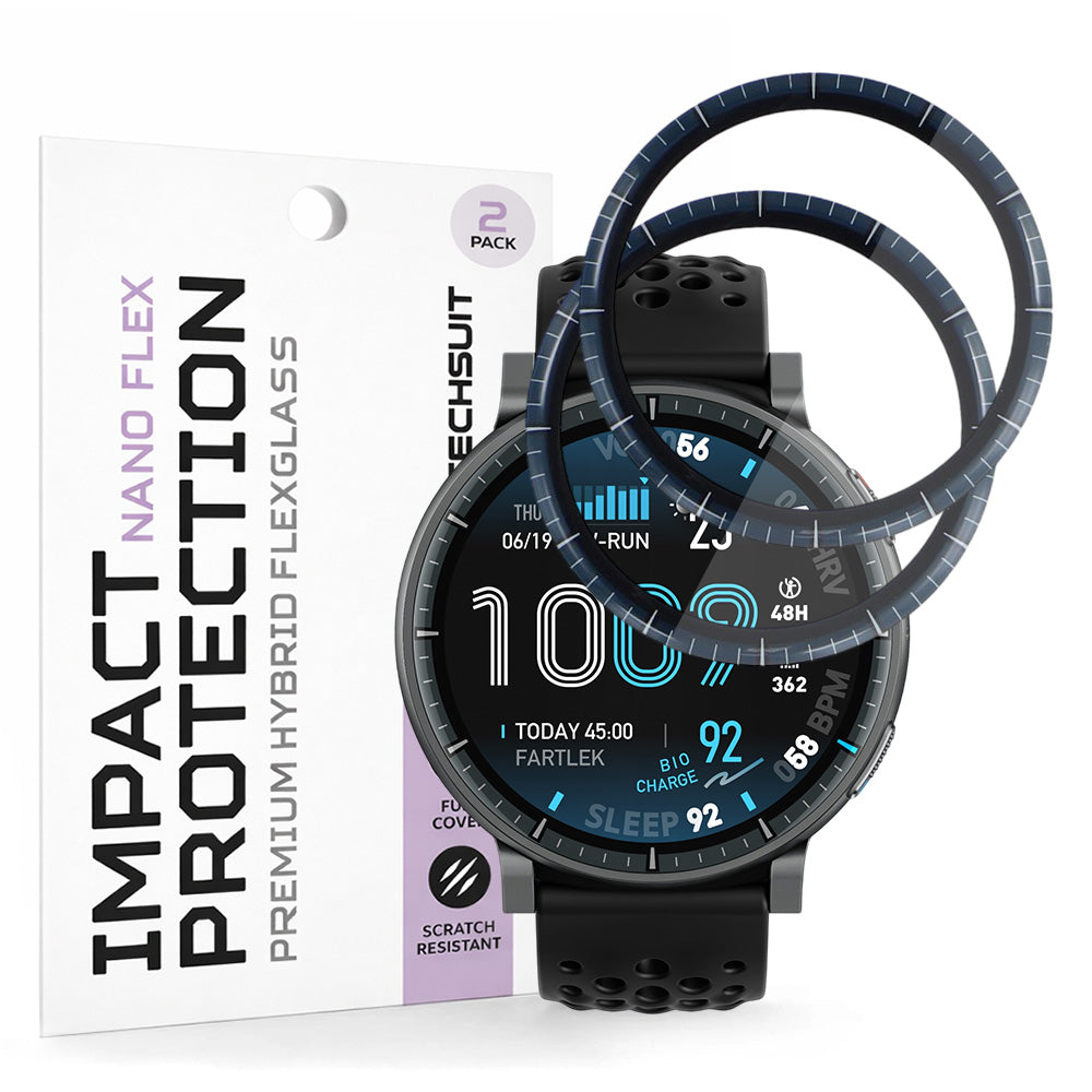 Suojakalvo Techsuit Nano Flex Amazfit Active Max -laitteelle, Muovi, 2 kappaleen setti, Musta