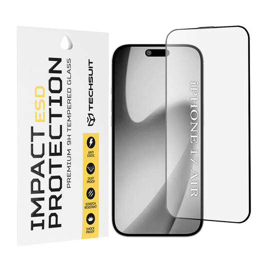 Techsuit-näytönsuojakalvo Apple iPhone 17 Airille, Panssarilasi, Full Glue, Musta