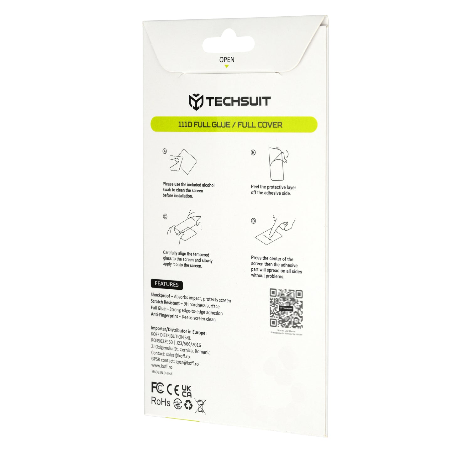 Techsuit-näytönsuoja Motorola Edge 70 Maxille, karkaistu lasi, täysiliima, 111D, musta
