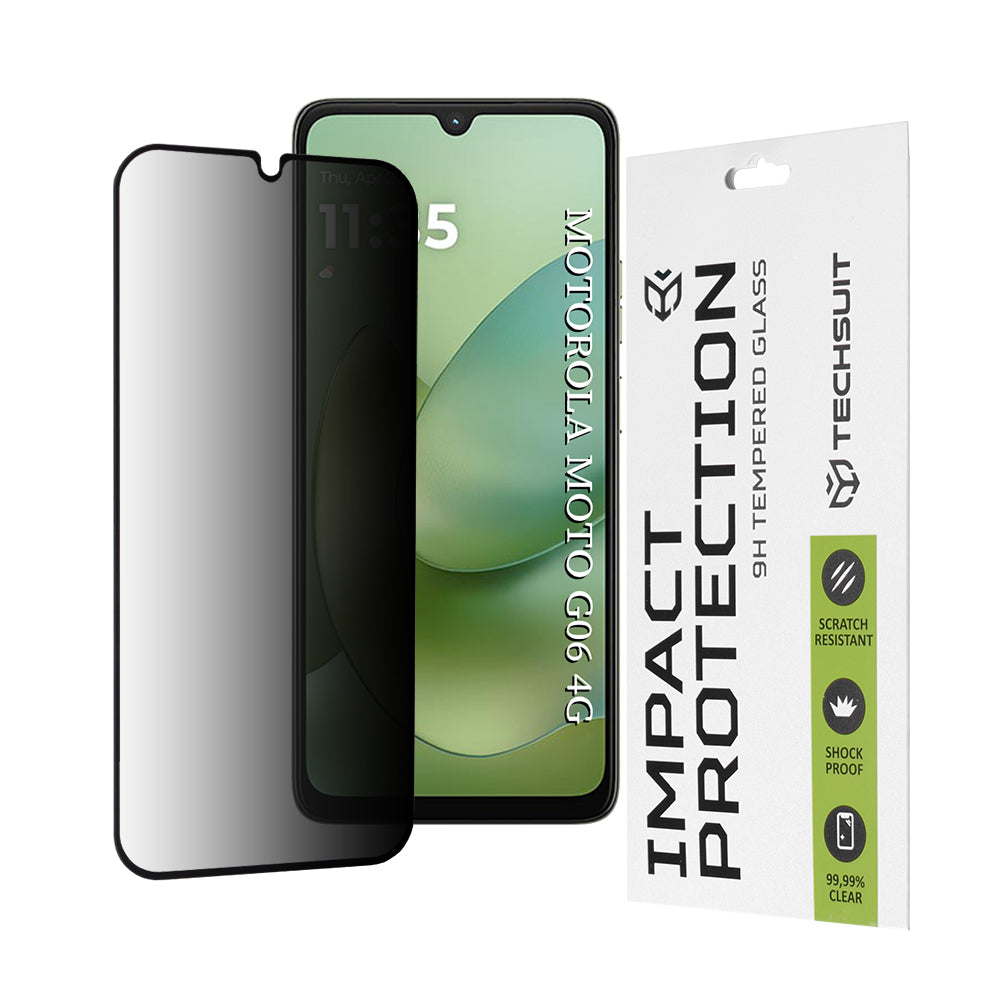 Privacy Techsuit -näytönsuojakalvo Motorola Moto G06 Power / G06 -puhelimille, Panssarilasi, Täysliima, 111D