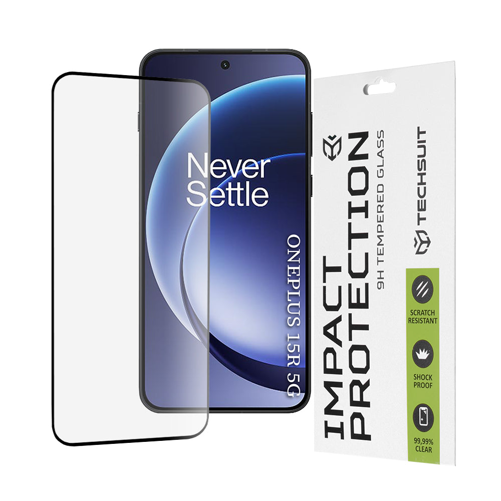 Techsuit-suojakalvo OnePlus 15R:lle, Panssarilasi, Full Glue, 111D, Musta