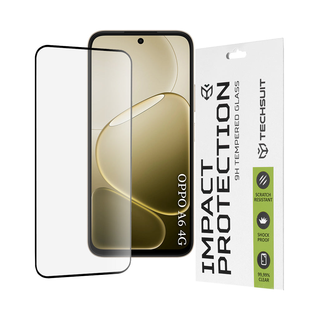 Techsuit-näytönsuojakalvo Oppo A6 4G:lle, Panssarilasi, Full Glue, 111D, Musta