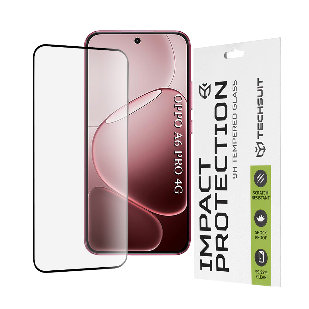 Techsuit-näytönsuojakalvo Oppo A6 Pro 5G / A6 Pro 4G -puhelimille, Karkaistu lasi, Full Glue, 111D, Musta