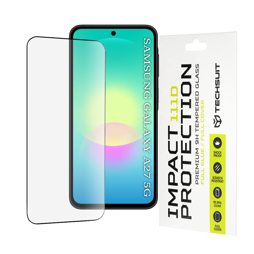 Techsuit-näytönsuoja Samsung Galaxy A27 5G:lle, karkaistu lasi, täyshartsi, 111D, musta