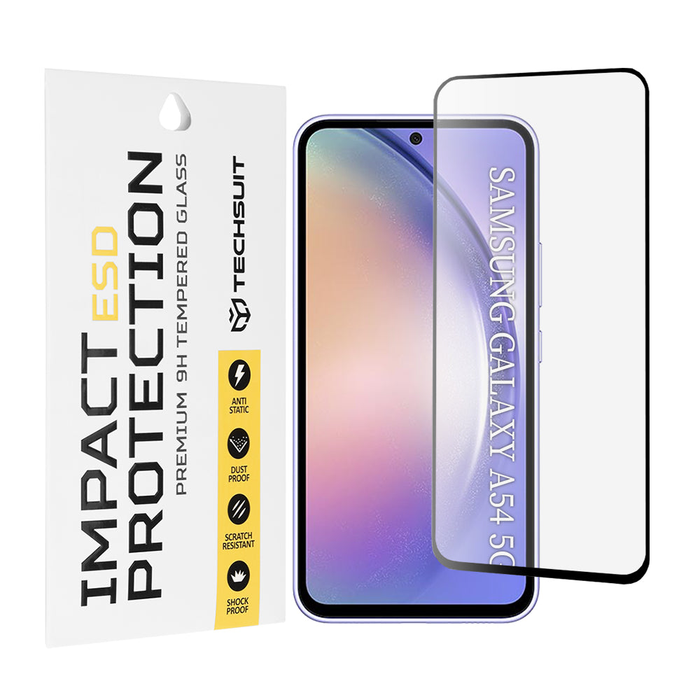 Techsuit-näytönsuoja Samsung Galaxy A54 A546:lle, karkaistu lasi, täysiliimainen, musta