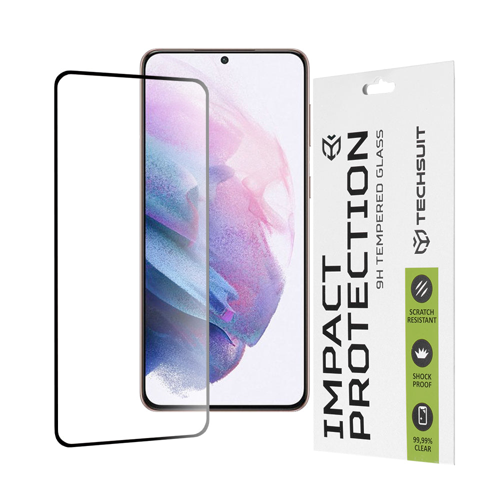 Techsuit-näytönsuoja Samsung Galaxy S21+ 5G G996:lle, karkaistu lasi, täysiliima, 111D, musta