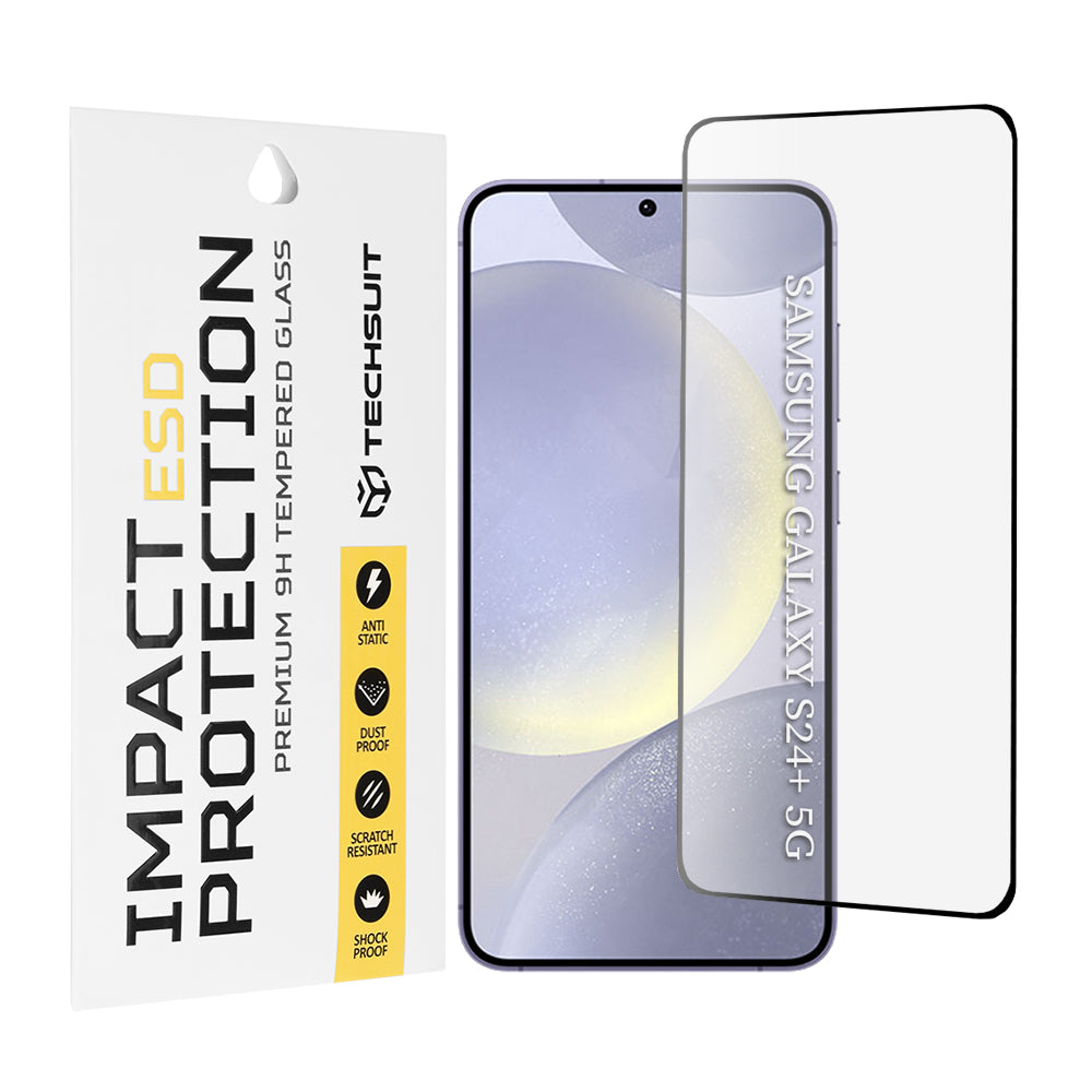 Techsuit-näytönsuoja Samsung Galaxy S24+ S926:lle, karkaistu lasi, täysiliimainen, musta