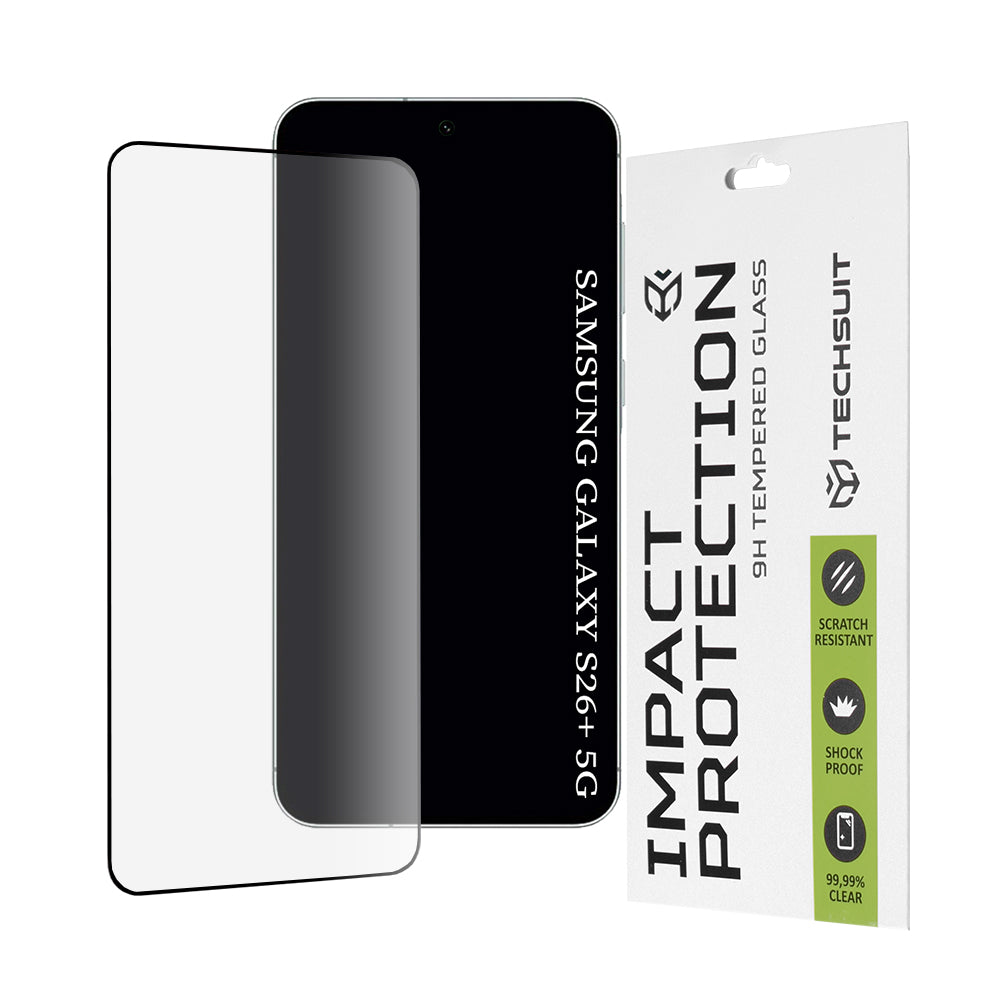 Techsuit-näytönsuojakalvo Samsung Galaxy S26 Plus S947:lle, Karkaistu lasi, Full Glue, 111D, Musta