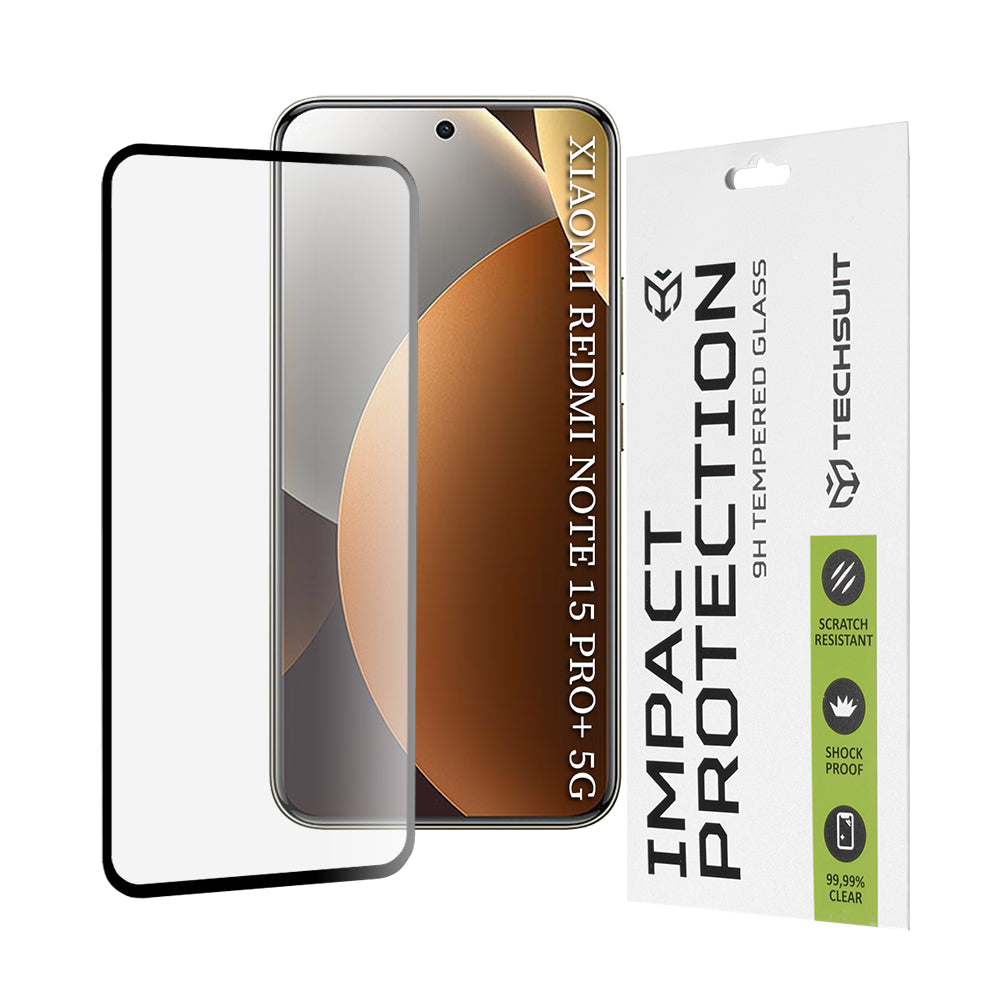 Techsuit-näytönsuojakalvo Xiaomi Poco M8 Pro / Redmi Note 15 Pro+ 5G:lle, Karkaistu lasi, Full Glue, 111D, Musta