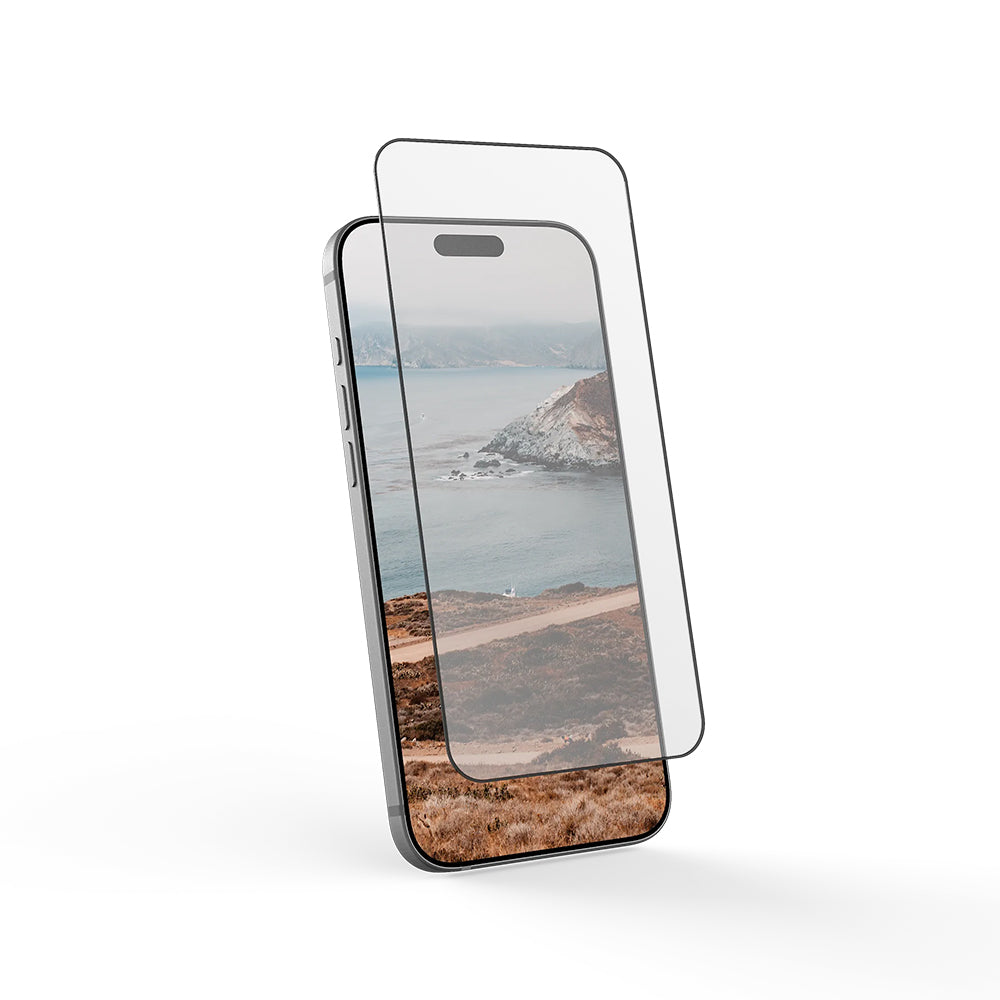Urban Armor Gear Shield -suojakalvo Apple iPhone 17 Prolle, karkaistu lasi, täysliima, musta