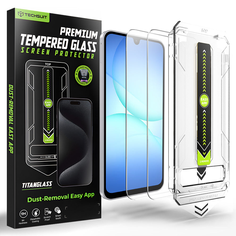 Techsuit TitanGlass CrystalHD -suojakalvo Samsung Galaxy A17 5G / A16 5G A166 / A16 4G A165:lle, karkaistu lasi, 2 kappaleen setti