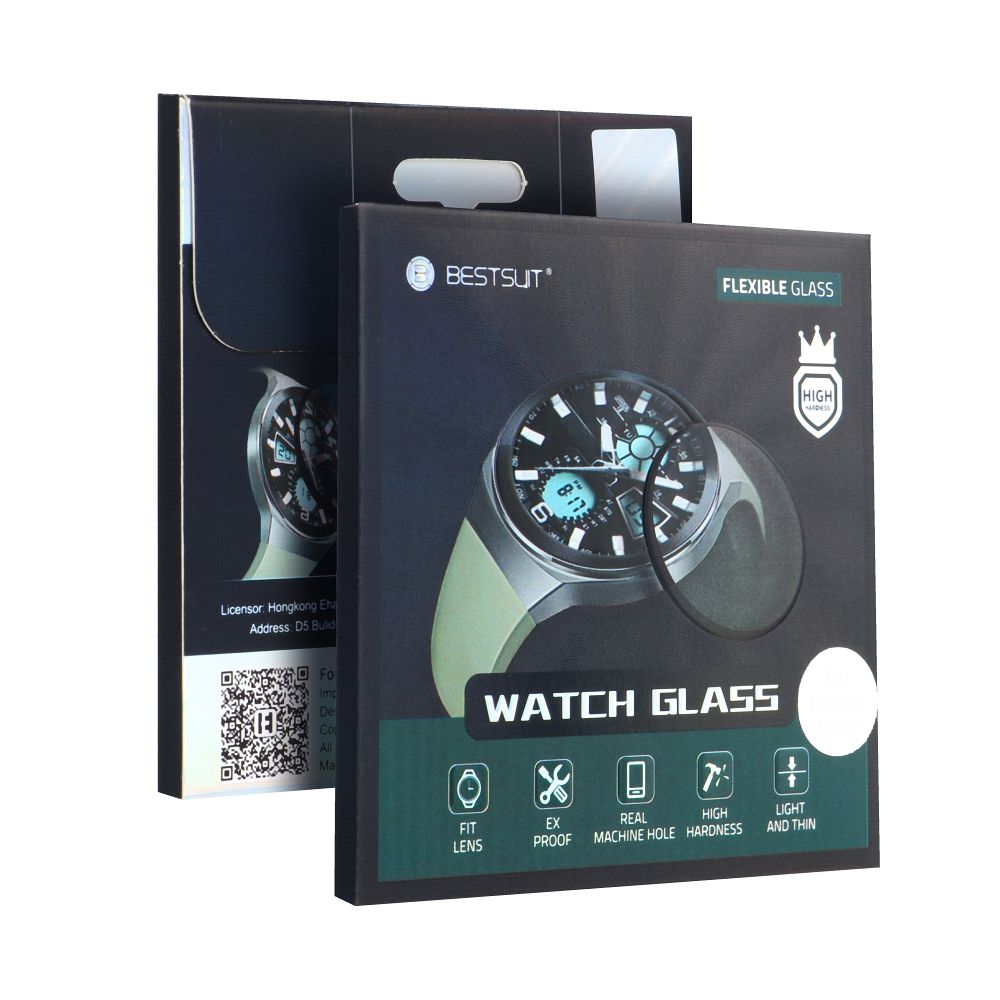 Bestsuit Suojahylsy Apple Watch 9/8 45mm -sarjalle, joustava lasi, musta