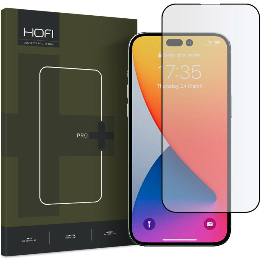 Suojakalvo HOFI Apple iPhone 14 Pro Max -puhelimelle, Panssarilasi, Täysliima, Musta