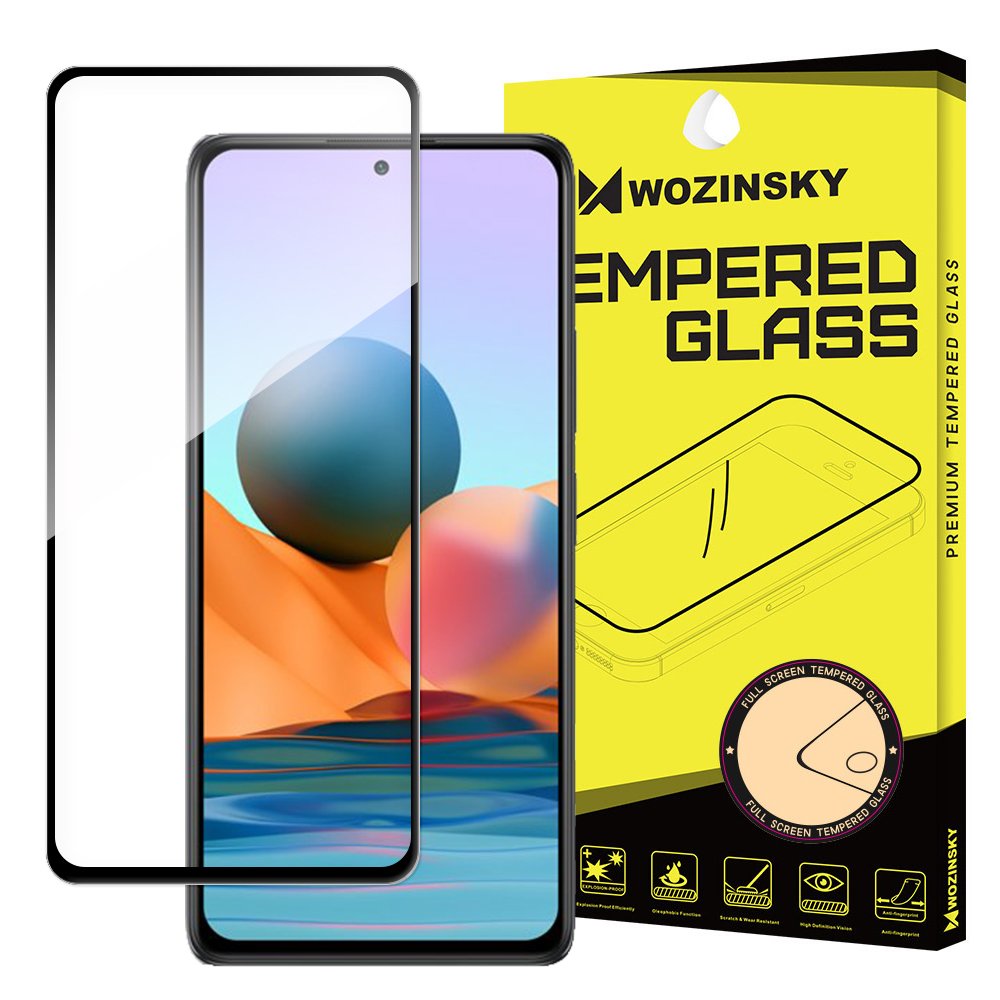 WZK-näytönsuojakalvo Xiaomi 12T / 12T Pro / Redmi Note 10 Pro -puhelimille, Panssarilasi, Täysliima, Musta