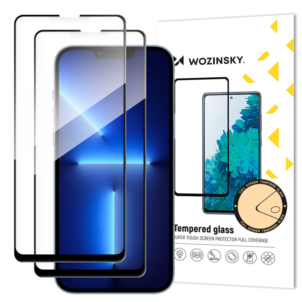 WZK Näytönsuoja Apple iPhone 13 Pro Max, Suojalasi, Täysliima, Sarja 2 kpl, Musta