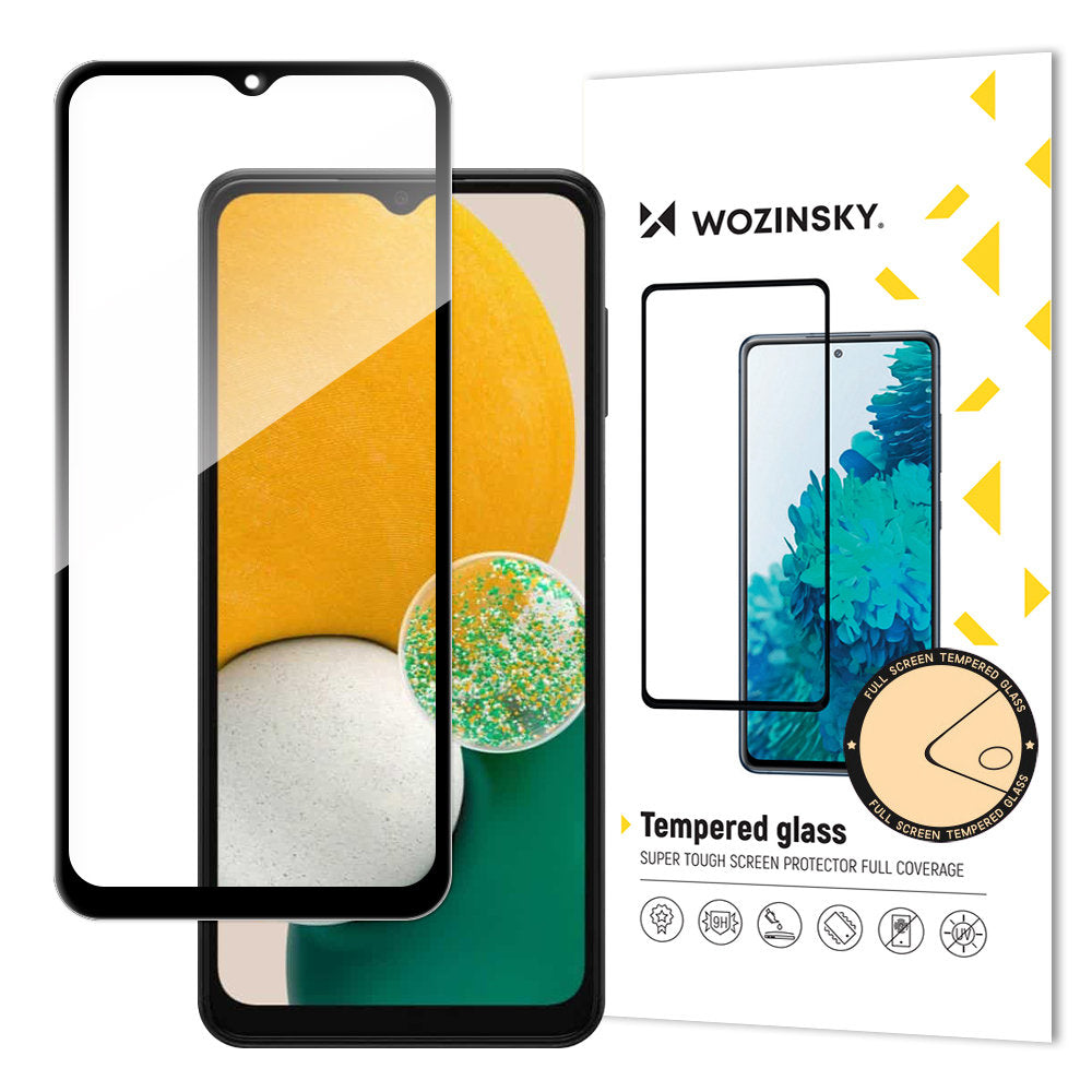WZK-näytönsuojakalvo Samsung Galaxy A13 A137 / A13 A135 / A13 5G A136, Panssarilasi, Täysliima, Musta