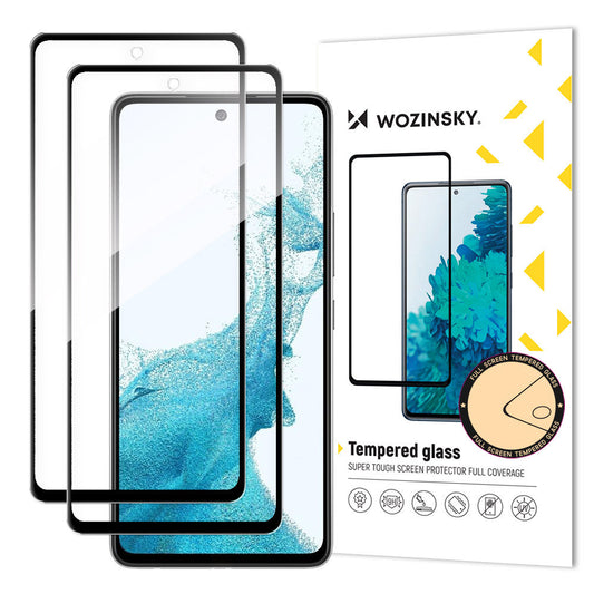WZK Näytönsuoja Samsung Galaxy A53 5G A536, Suojalasi, Täysliima, 2 kpl, musta, sarja, musta