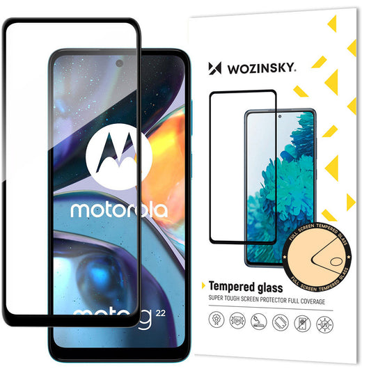 WZK näytönsuoja Motorola Moto G22:lle, lasi, täysliima, musta