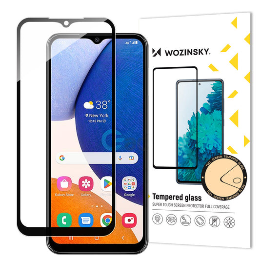 Näytönsuoja WZK Samsung Galaxy A14 A145 / A14 5G A146, lasi, täysliima, musta
