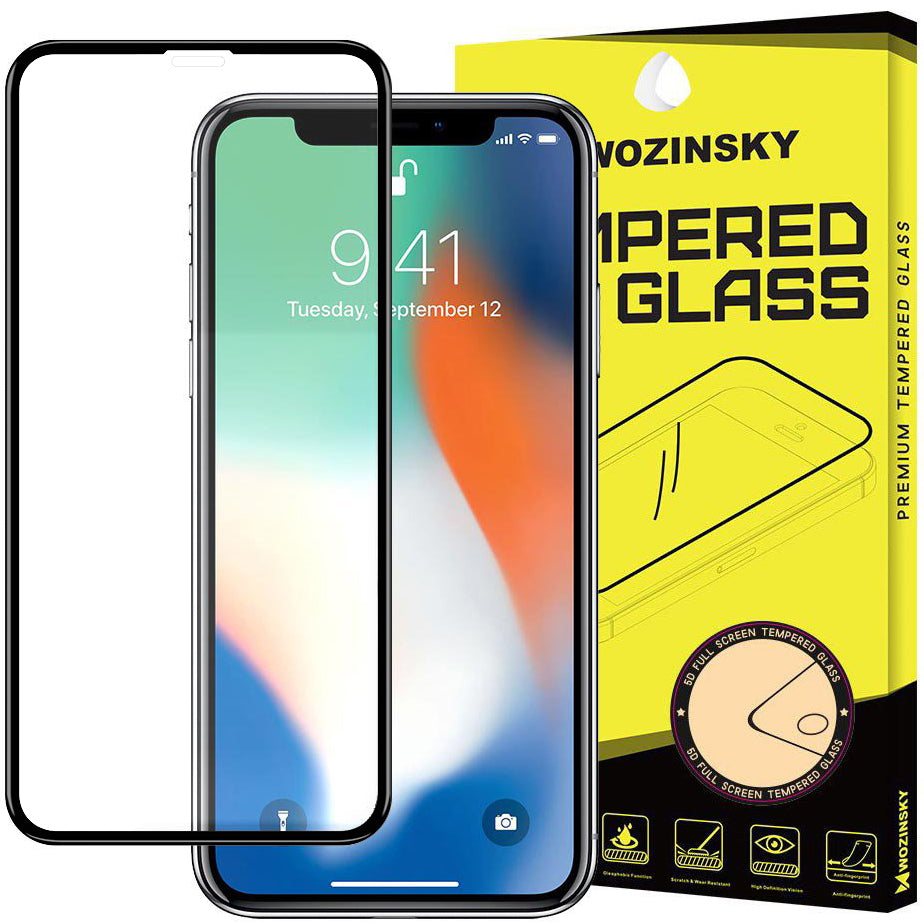 WZK-näytönsuoja Apple iPhone 11 / XR:lle, karkaistu lasi, täysiliimainen, musta