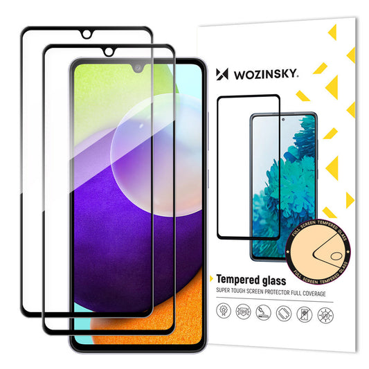 WZK Näytönsuoja Samsung Galaxy A33 5G A336, Suojattu lasi, täysi liima, sarja 2 kpl, koteloystävällinen, musta