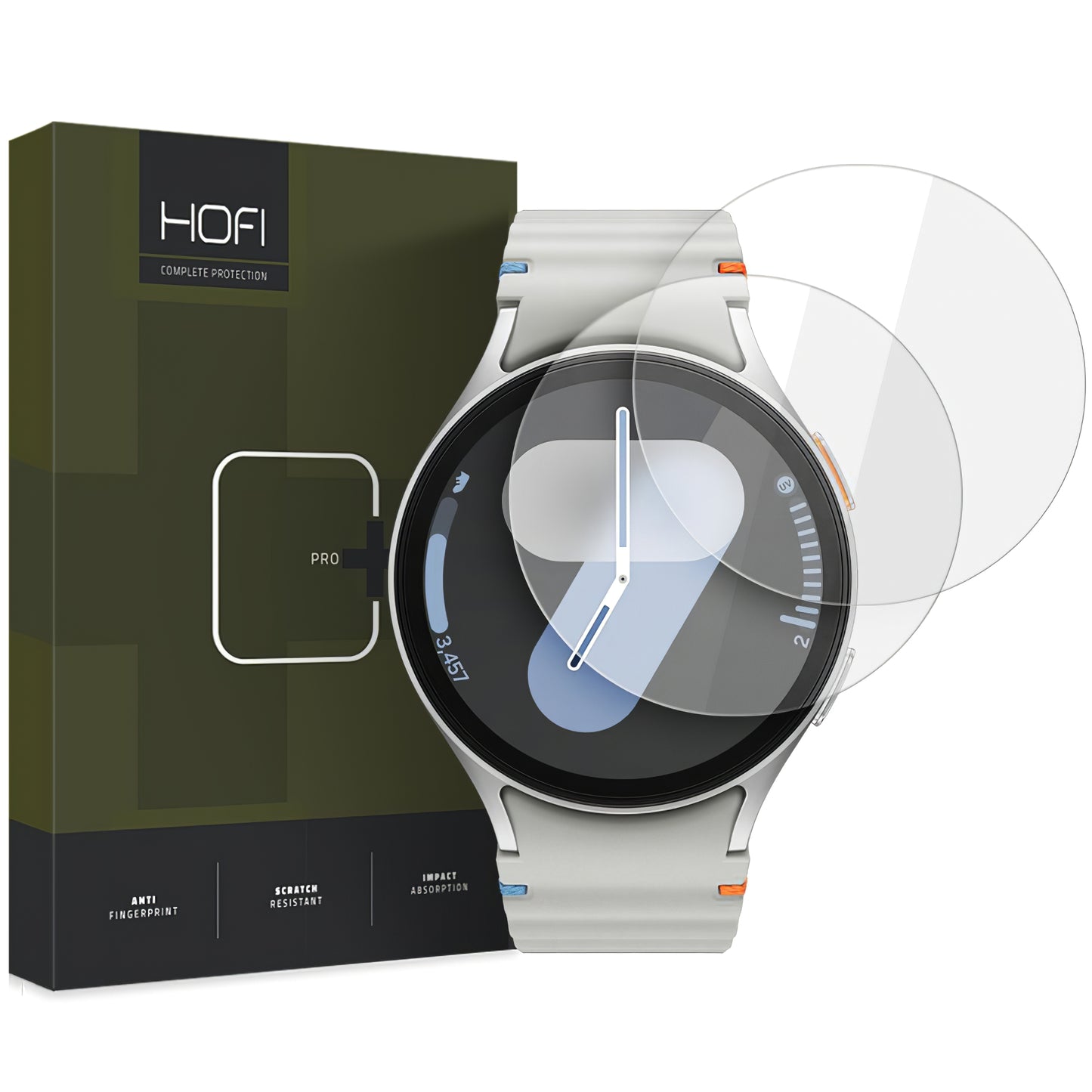 HOFI Glass PRO+ suojakalvo Samsung Galaxy Watch7 / Watch6 / Watch5 / Watch4 40mm sarjalle, 2 kappaleen setti, Panssarilasi