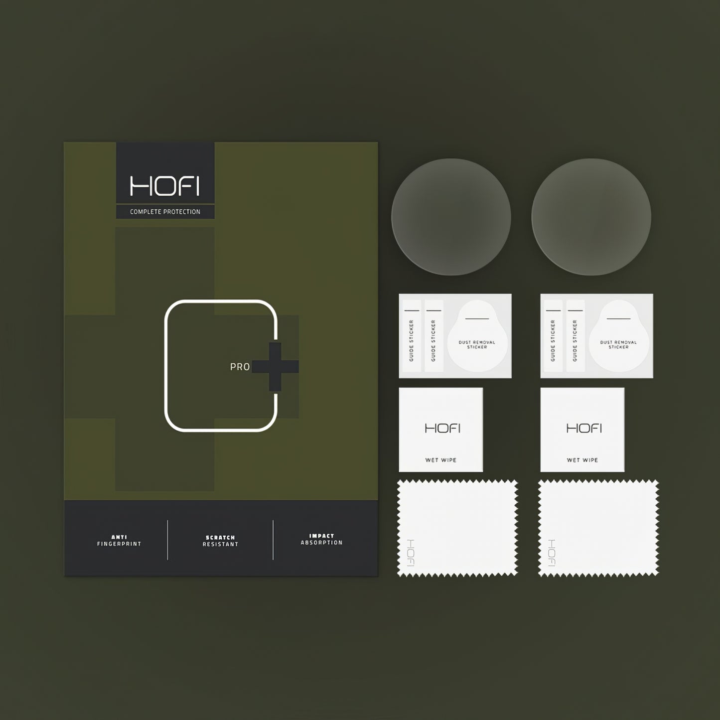 HOFI Glass PRO+ suojakalvo Samsung Galaxy Watch7 / Watch6 / Watch5 / Watch4 40mm sarjalle, 2 kappaleen setti, Panssarilasi