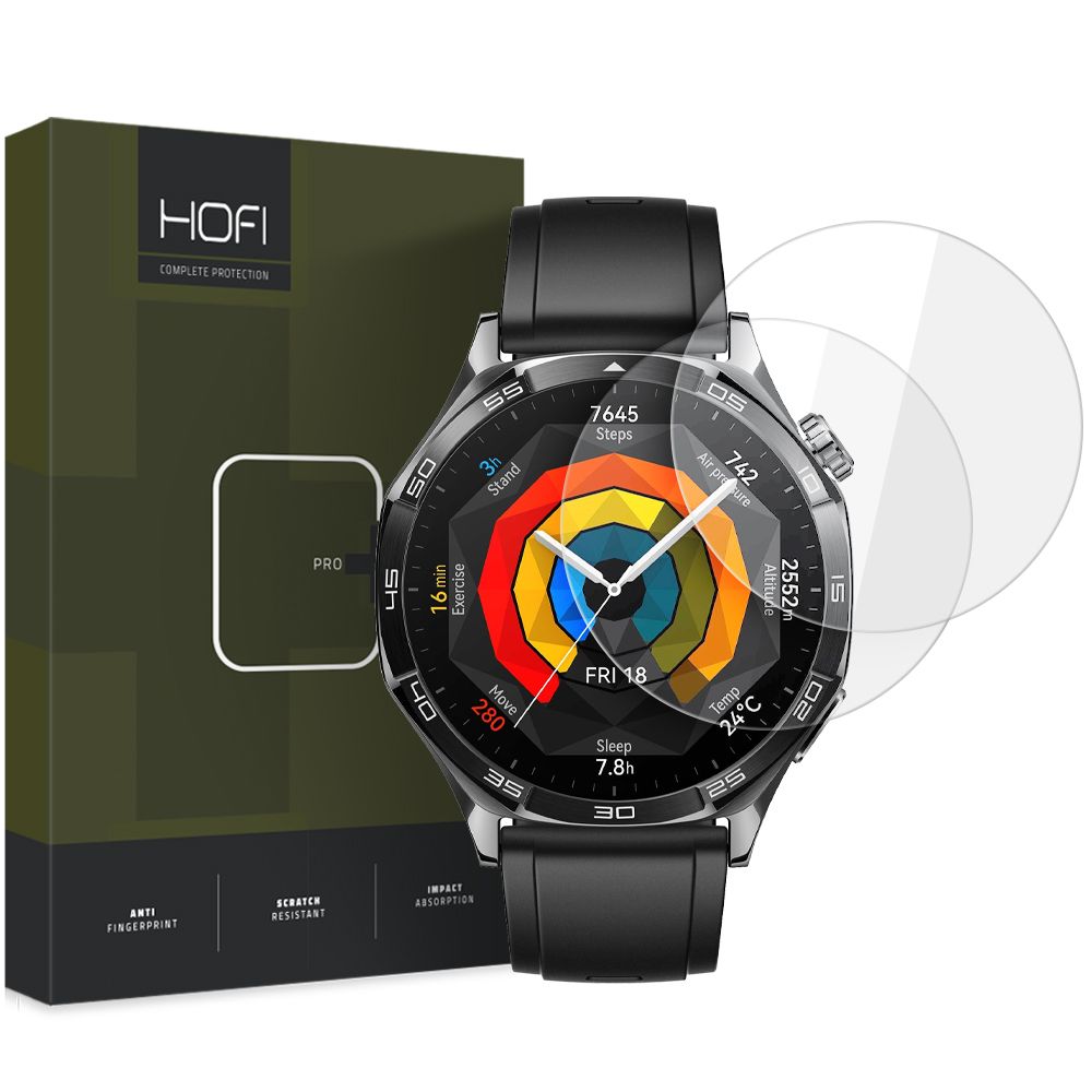 HOFI Glass PRO+ suojakalvo Huawei Watch GT 5 46mm:lle, 2 kappaleen setti, Panssarilasi
