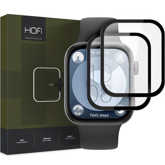 HOFI Hybrid PRO+ suojakuori Huawei Watch Fit 3:lle, 2 kpl:n sarja, muovi, musta