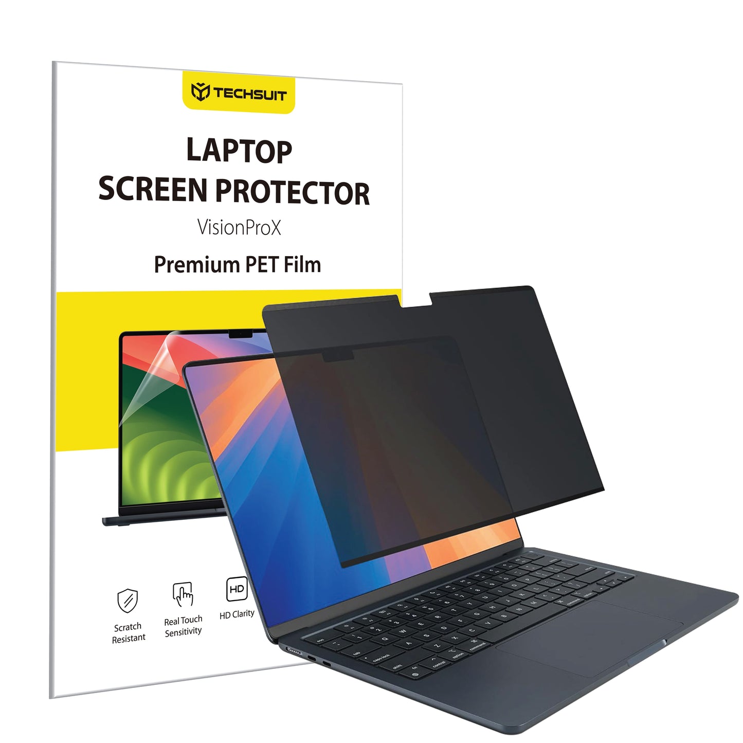 Näytönsuojakalvo Privacy Techsuit VisionProX Apple MacBook Air M3 13 tuumaa (2024), Muovi