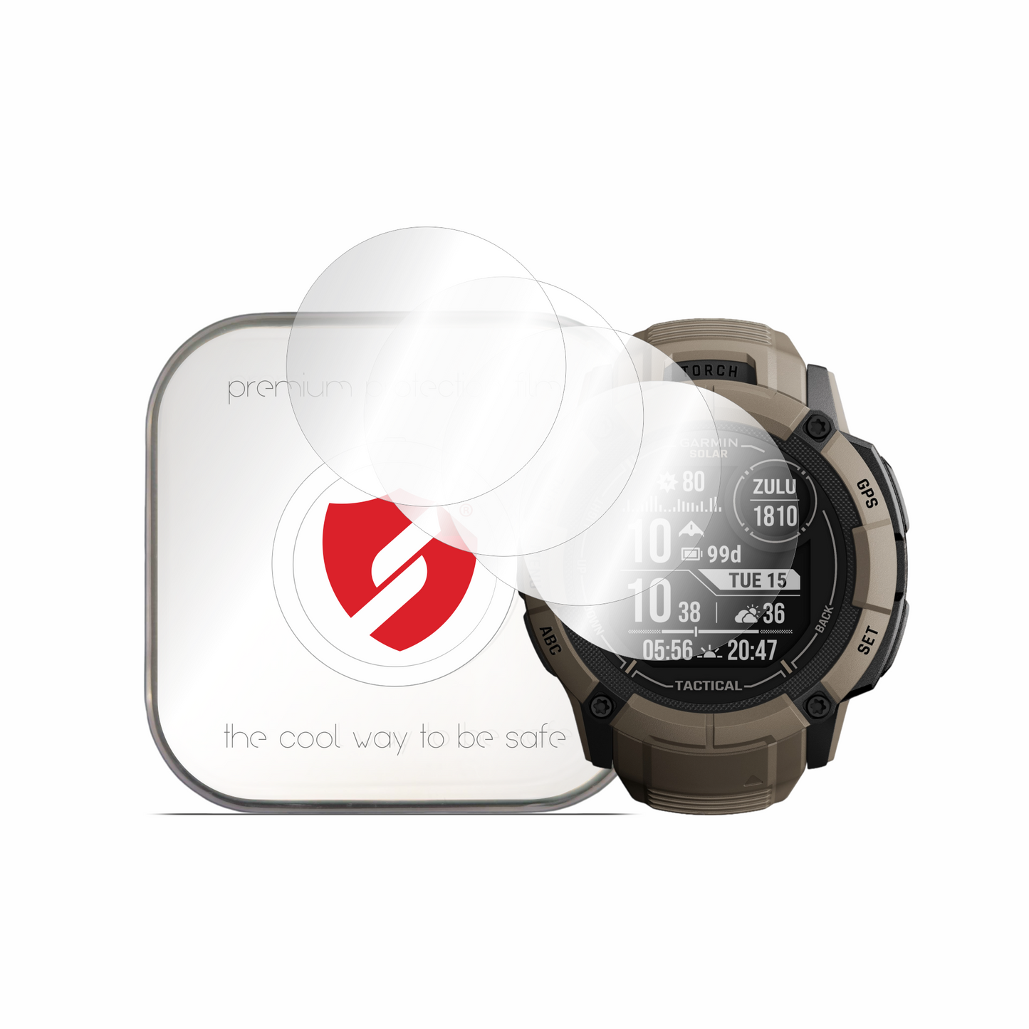 Smart Protection Premium Classic -suojakalvo Garmin Instinct 2X Solarille, 4 kappaleen setti, muovia