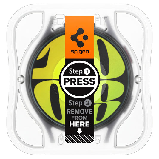 Spigen GlastR EZ FIT -suojakalvo Samsung Galaxy Watch7 / Watch6 / Watch5 / Watch4 44mm -sarjalle, 2 kappaleen setti, Karkaistu lasi AGL08493