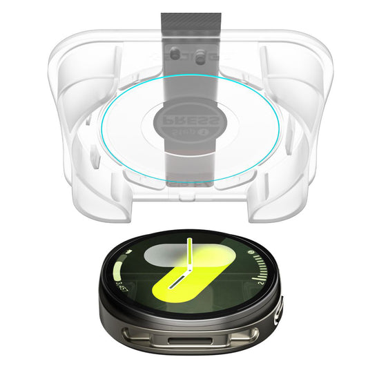 Spigen GlastR EZ FIT -suojakalvo Samsung Galaxy Watch8 44mm:lle, 2 kappaleen setti, Karkaistu lasi AGL09874